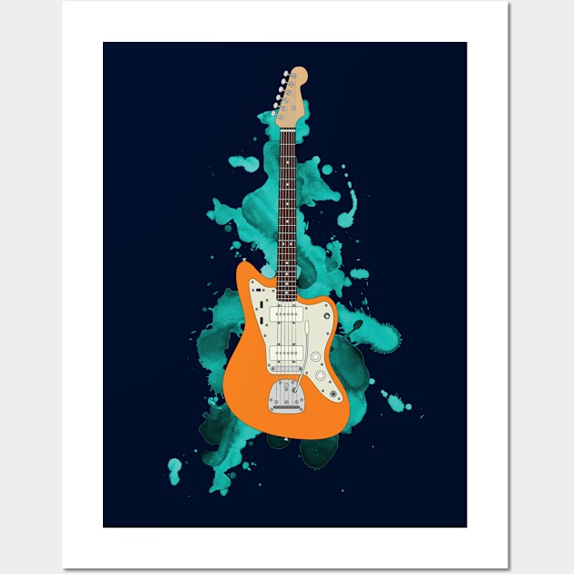 Offset Style Electric Guitar Orange Color Wall Art by nightsworthy